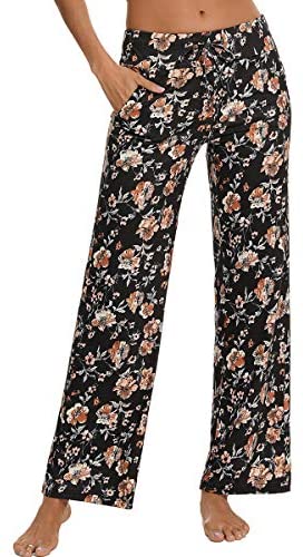 Pajama Pants for Women High Waist Yoga Pants Drawstring Palazzo Lounge Pants Wide Leg Sleep Bottoms S-XXL