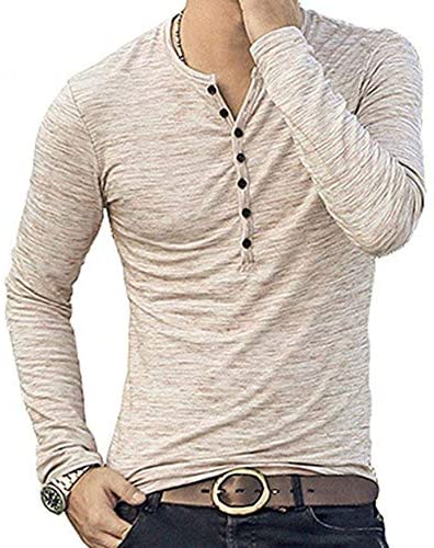Mens Casual Slim Fit Basic Henley Short/Long Sleeve Fashion T-Shirt