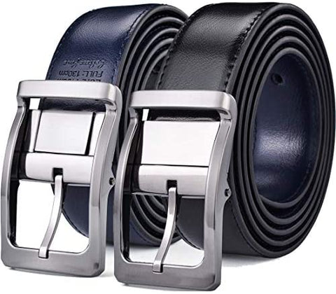 Belts for Men Reversible Leather 1.25” Waist Strap Fashion Dress Buckle Beltox