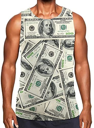 KYKU Men's Funny 3D Print Tank Top Cool Graphic Gym Workout Sleeveless Graphic T-Shirts