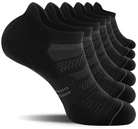 CelerSport 6 Pack Men's Running Ankle Socks with Cushion, Low Cut Athletic Sport Tab Socks