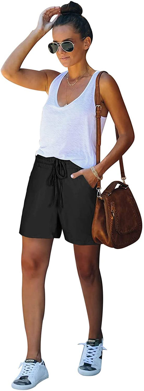 Women's Workout Shorts 5" Hiking Shorts with Zip Pockets Gym Running Athletic Shorts