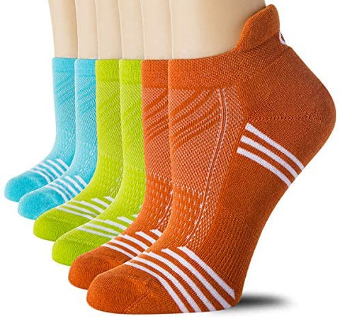 CelerSport 6 Pack Women's Low Cut Athletic Ankle Socks with tab Running Socks Cushioned