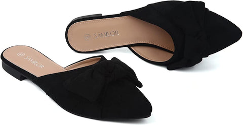 Samilor Mules for Women Flats Comfortable Slip On Pointed Toe Women's Flats Backless Loafers Casual Flat Shoes Women