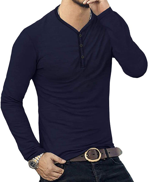 Mens Casual Slim Fit Basic  Short/Long Sleeve Cotton T-Shirt