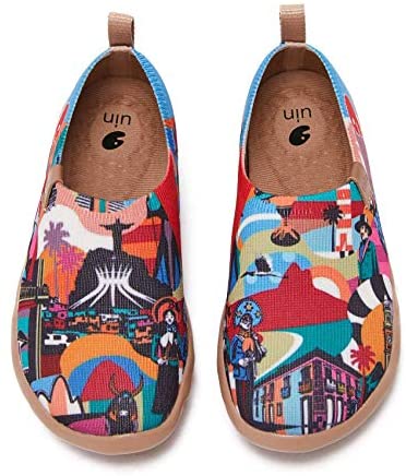 UIN Kid's Casual Slip-on Canvas Loafers Boys Girls Shoes Fashion Sneakers Funny Painted Travel Shoes