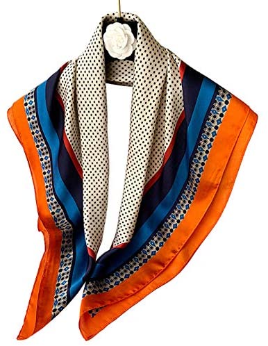 YMXHHB Silk Feeling Scarf Women’s Medium Square Satin Hair Scarf 27.5 x 27.5 inches