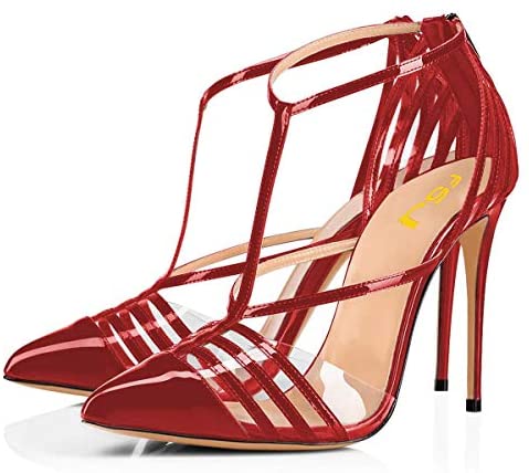 FSJ Women Strappy Pointed Toe Thin High Heel Sandals Ankle Straps Stiletto Pumps Party Prom Shoes Size 4-15 US