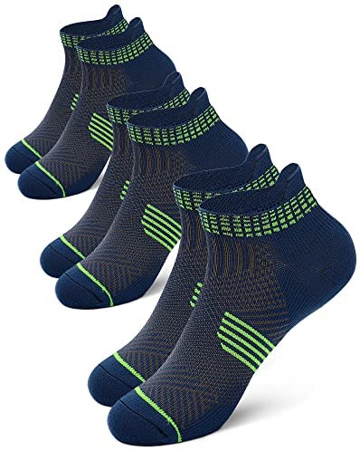 PAPLUS Ankle Compression Socks 3 Pairs for Men and Women, Low Cut Running Athletic Socks with Arch Support