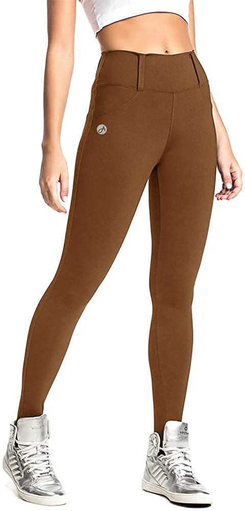 Women's Casual High Waist Stretch Comfy Skinny Pants with Pockets Solid Color Slim Fit Belt Loop Leggings
