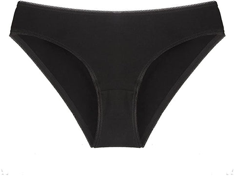 YOYI FASHION Women's Multi Packs Black Cotton Breathable Low-Rise Bikini Panties
