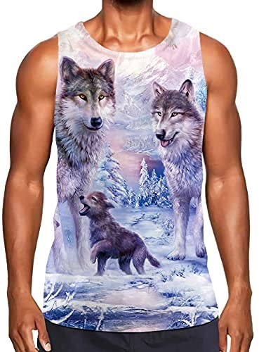 KYKU Men's Funny 3D Print Tank Top Cool Graphic Gym Workout Sleeveless Graphic T-Shirts