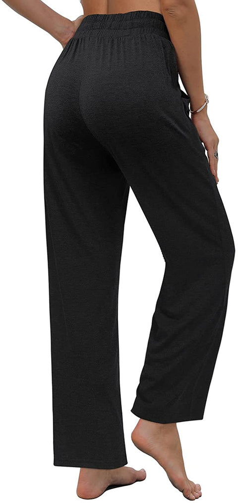 Womens Yoga Pants Comfy Wide Leg Drawstring Loose Straight Lounge Running Workout Pants with Pockets