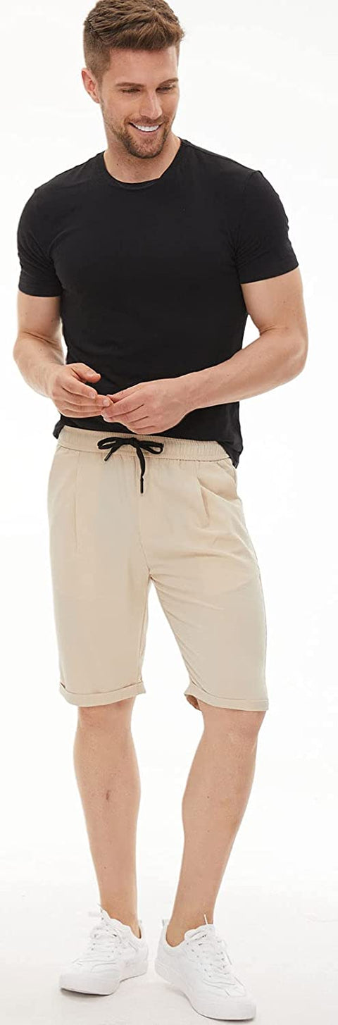 Men's Linen Like Shorts Seersucker Shorts with Drawstring
