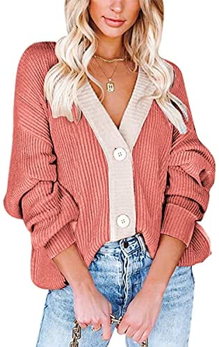 Women Button Cardigan Sweater Long Sleeve Chunky Oversized Fall Tunic Sweaters