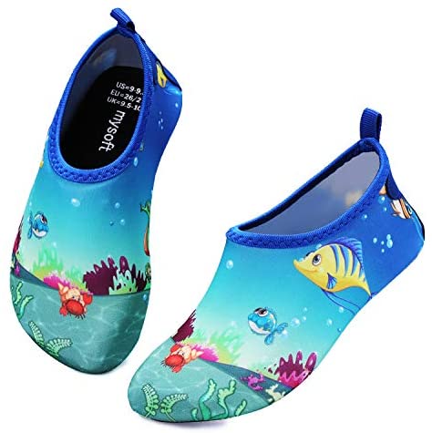 mysoft Kids Water Shoes Quick Dry Non-Slip Toddler Water Skin Barefoot Sports Swimming Beach Pool Shoes for Boys & Girls