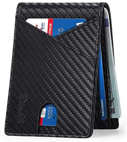 Zitahli Mens Slim Wallet with Bill Pockets RFID-blocking Leather Bifold Wallets