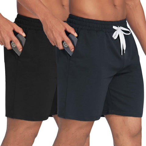 Mens Gym Shorts Fitted Workout Shorts Bodyduilding Jogger Shorts 2 Pack