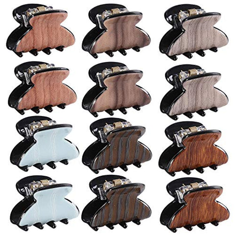 Claw Hair Clips No-slip Grip - 12PCS Mini Size Jaw Hair Clips for Women Girls Thick Hair Claw Clips Clamps Hair Barrette Jaw Clamp (Sequins)