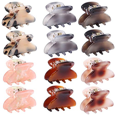 Claw Hair Clips No-slip Grip - 12PCS Mini Size Jaw Hair Clips for Women Girls Thick Hair Claw Clips Clamps Hair Barrette Jaw Clamp (Sequins)