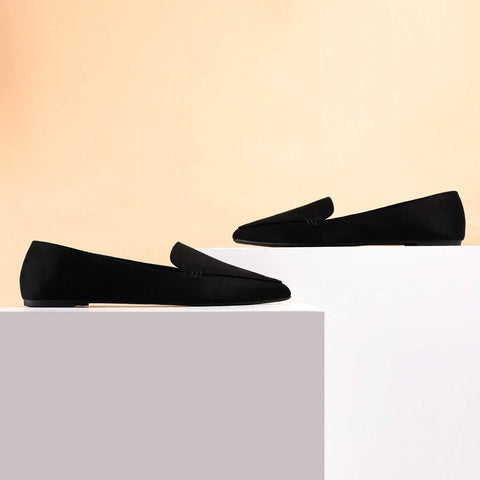 MUSSHOE Womens Flats Pointy Toe Ballet Flats Lightweight Slip On Ballet Shoes for Women,Black 7