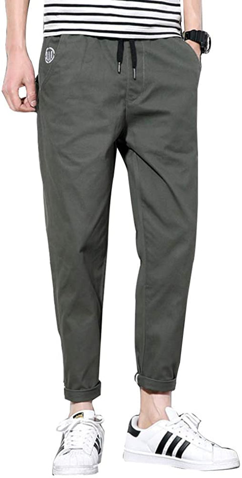 Men's Classic Tapered Straight Leg Casual Drawstrintg Pants