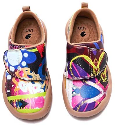 UIN Little Kid Sneaker Little Hedgehog Painted Microfiber Leather Girls Boy's Casual Fashional Shoes