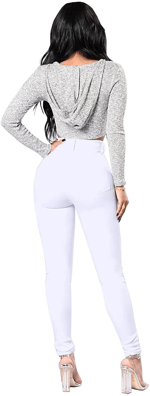 Women's High Waisted Booty Lifting Jeans Skinny Fit Casual Regular Denim Pants Solid Fashion Jeans Pants with Pockets