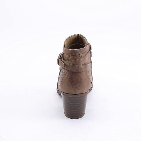 EETTARO Women's Chunky Heel Ankle Boots Fashion Pointed Toe Booties Side Zipper Buckle Shoes