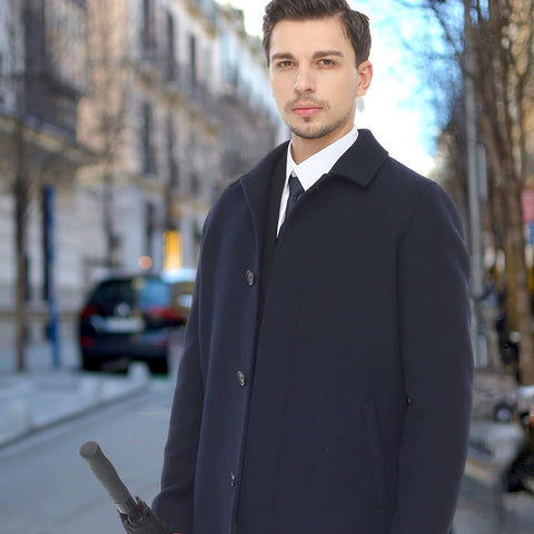 Men's Mid Long Classic Collar Wool Overcoat
