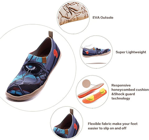 UIN Men's Loafers Lightweight Knitted Sneakers Walking Casual Slip Ons Funny Style Art Painted Travel Shoes
