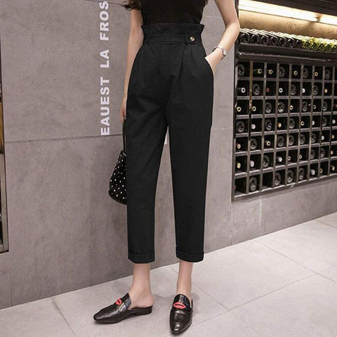 Women's High Waist Thin Trousers Harem Slim Casual Comfy Pants