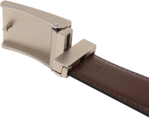 Beltox Fine Men's Dress Belt Leather Reversible 1.25" Wide Rotated Buckle Gift Box (Plaque Rotated Buckle,44-46)