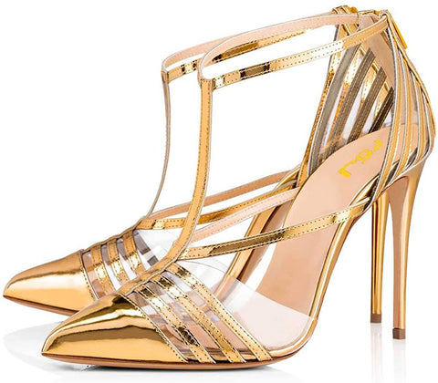 FSJ Women Strappy Pointed Toe Thin High Heel Sandals Ankle Straps Stiletto Pumps Party Prom Shoes Size 4-15 US