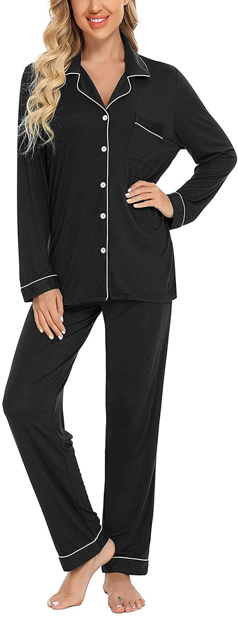 Pajamas Women's Long Sleeve Sleepwear Button Down Pj Sets Soft Loungewear Pajama Set for Women S-XXL
