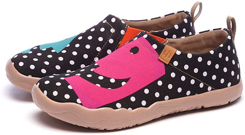 UIN Women's Men's Daily Slip Ons Flats Casual Sneakers Lightweight Painted Canvas Family Walking Loafers Hola