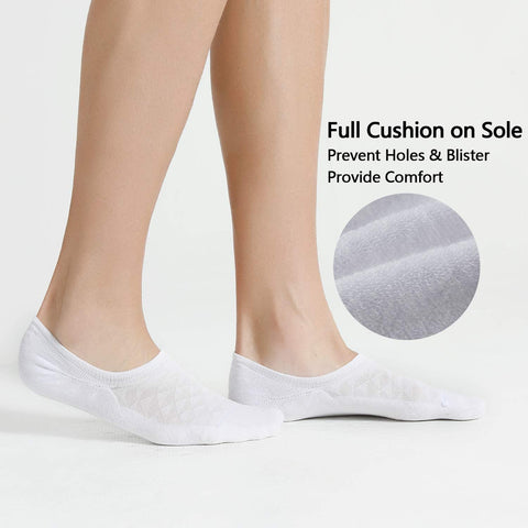 CS 6 Pairs Mens No Show Socks with Cushion Low Cut Invisible Non Slip Socks