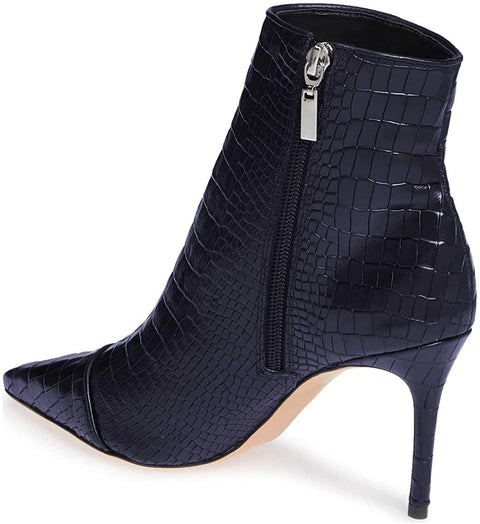 FSJ Women Sexy Lizardskin Ankle Boots Pointy Toe Slender High Heels Winter Party Shoes Size 4-15 US