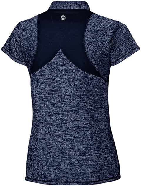 Womens Short Sleeve Tennis Golf Polo Shirts Quick Dry Running Workout Tshirt Tops Blue