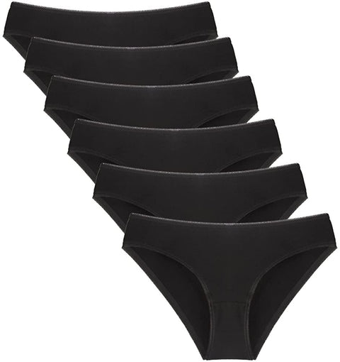 YOYI FASHION Women's Multi Packs Black Cotton Breathable Low-Rise Bikini Panties