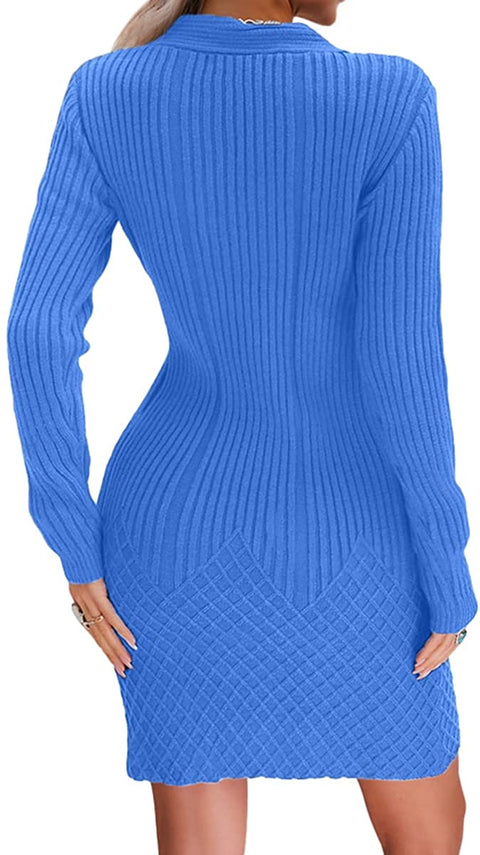 women's Waffle Tunic Knitted Sweater Dress