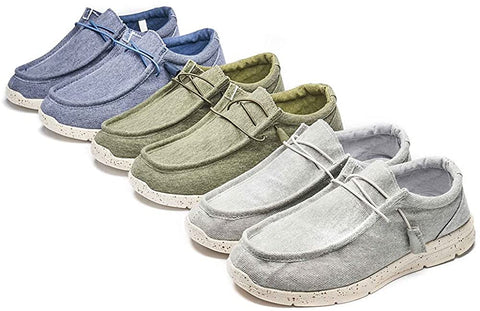 FitVille Men's Loafers Slip-Ons Shoes Casual Canvas Shoes Lightweight Breathable Woven Fabric Soft Memory Foam Sole for Indoor Outdoor