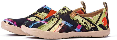 UIN Men's Lightweight Slip Ons Loafers Walking Sneakers Casual Comfort Art Painted Travel Shoes Stripe Affair