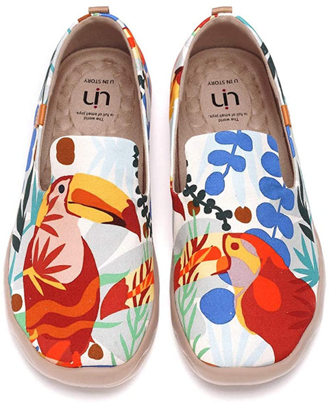 UIN Men's Lightweight Slip Ons Loafers Walking Flats Casual Comfort Art Painted Travel Shoes Tropical Forest