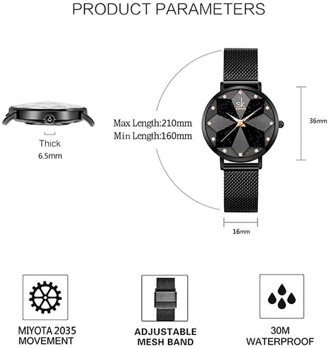 Ultra Thin Minialist Creative Starry Sky Women Watch