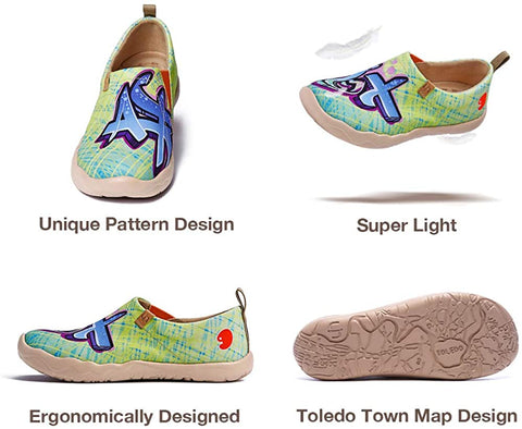 UIN Women's Slip On Loafers Lightweight Sneakers Flats Walking Casual Art Painted Travel Shoes Spray It