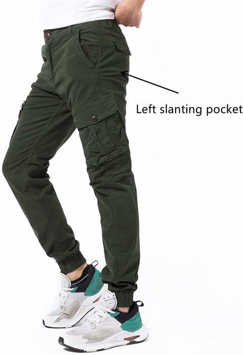 DGWZ Mens Casual Work Pants Outdoor Hiking Joggers Tapered Cotton Slim Fit Cargo Pants for Men