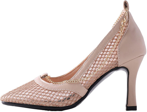 Tale Women's Diamante Fishnet Stretch Square Toe High Heels Slip On Stiletto Sandals