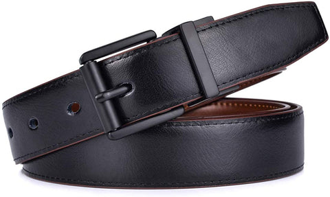 Beltox Men’s Belt Dress Casual Reversible Leather 1.1” w Roller Buckle Rotated