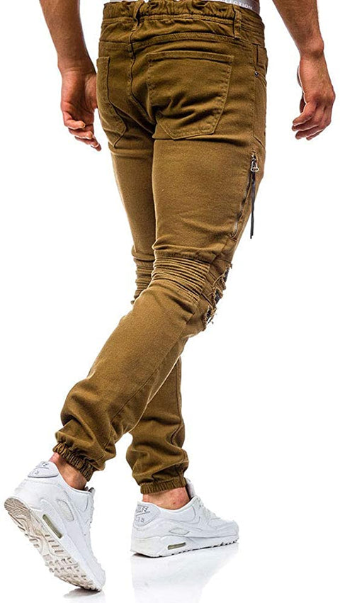 Men's Washed Jeans Hole Trousers Cotton Casual Fashion Pants